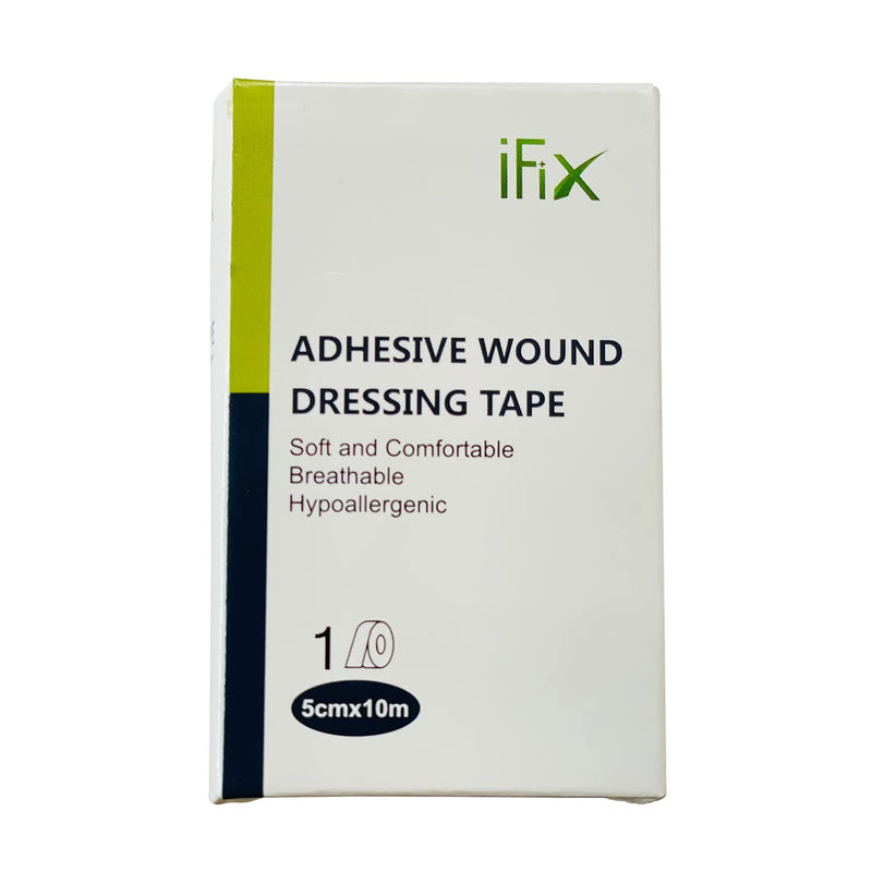 iFix Adhesive Wound Dressing Tape-Surgical Tape, 1 Roll-5 cm x10 Meters in Sturdy Box - Latex-Free Hypoallergenic Fabric Medical Tape - Soft & Breathable First Aid Dressing Tape for Sensitive Skin. - NewNest Australia