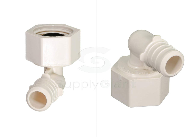 Supply Giant QQTM1212-5 Plastic Poly Alloy 90 Degree Swivel Elbow Pex x FPT Barb Pipe Fitting, 1/2'' x 1/2'', White, 5 Pack 1/2'' x 1/2'' - NewNest Australia