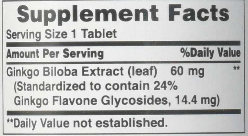 Puritans Pride Ginkgo Biloba Standardized Extract 60 mg Tablets, 120 Count - NewNest Australia