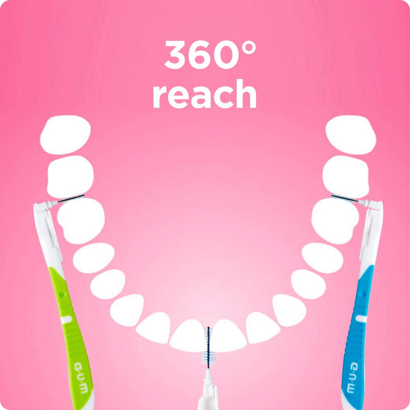 Gum Bi-Direction Dual Position Interdental Brushes | Antibacterial Bristles | 90 Degree Positioning | Teeth Cleaning And Plaque Removal | 3 X 6 Pieces (Iso Size 2, 0.9Mm) Iso Size 2, 0.9Mm [18 Units] - NewNest Australia