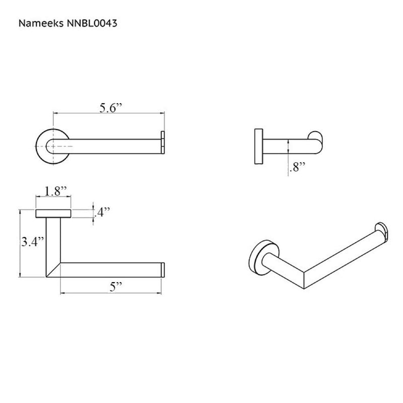 Nameeks NNBL0043 Grand Hotel Polished Toilet Paper Holder, Chrome - NewNest Australia