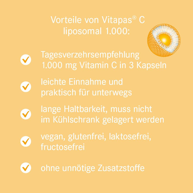 Vitapas C liposomal 1,000: dietary supplement, with vitamin C - lactose-free, gluten-free, vegan - 90 capsules - NewNest Australia