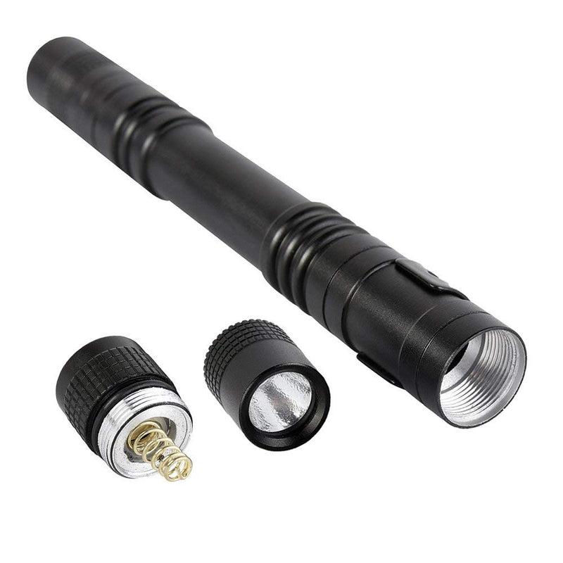 MODOAO Portable Flashlight with Metal Clip, 200 Lumens Penlight Flashlight Tactical Torch with Clip, Two AAA Batteries (Not Included), Pocket Penlight Portable Emergency Light (1 Pcs) 1 Pcs - NewNest Australia