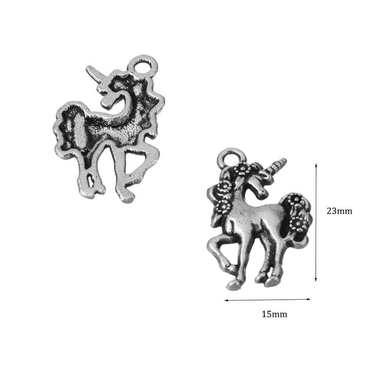 WiYould 50pcs Unicorn Charms Pendants for Necklace Earring Bracelet Keychain DIY Jewelry Making Supplies, Antique Silver - NewNest Australia