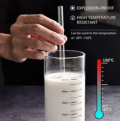 LessMo 8 Pcs 21.5cm Reusable Glass Straws-LFGB Certified Transparent Glass Straws with 2 Cleaning Brushes, Explosion-Proof, Environmentally Friendly, BPA-Free, for Cocktails Straight - NewNest Australia