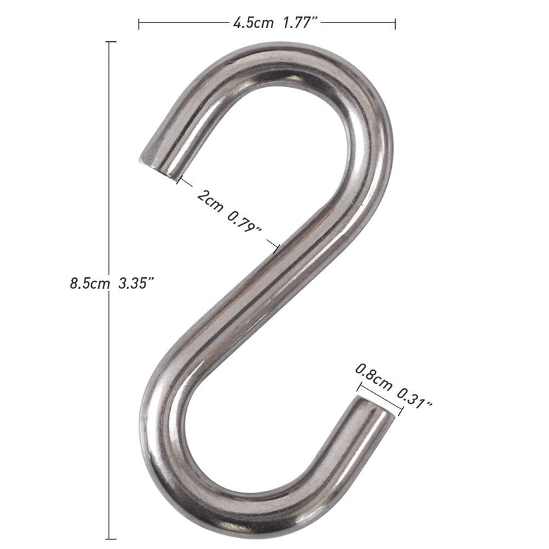 Cozihom Heavy-Duty 304 Stainless Steel S Hooks, 3 Inch Hammock, Swing S Hooks, Industrial Grade Quality Utility Hooks 4 Packs - NewNest Australia