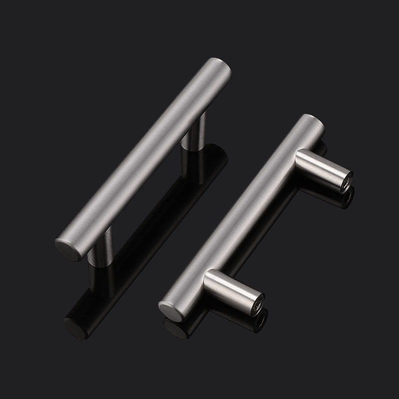 Probrico 10 Pack|Euro Style T Bar Cabinet Pulls Stainless Steel Kitchen Handles Bathroom Cupboard Knobs 2.5 Inch Hole Centers,4 Inch Overall Length hole center 2-1/2" 10pack Brushed Nickel - NewNest Australia