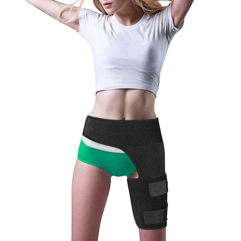 Groin Support, Adjustable Neoprene Thigh Groin Strain Pain Wrap, Recovery Compression Wrap provide Pulled Hip Groin Hamstring Injuries Support for Men and Women, Black - NewNest Australia