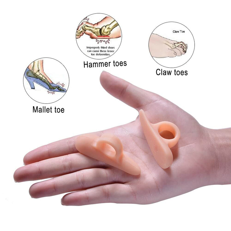 Pedimend Silicone Gel Hammer Toe Crest Pads - 4 Pieces | Claw Crooked Mallet Toes Props Straightener Corrector | Under Toe Support | Orthopedic Metatarsal Rings (Pink) Pink - NewNest Australia