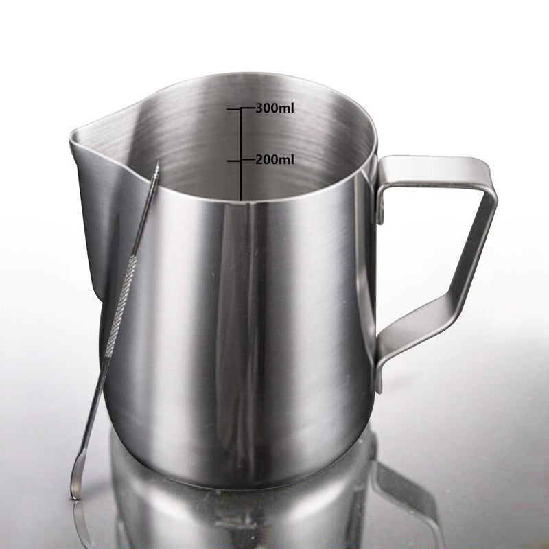 MIGHTYDUTY Milk Frothing Pitcher, Stainless Steel Creamer Frothing Pitcher, Perfect for Espresso Machines, Milk Frothing Jug for Making Coffee Cappuccino, Latte Art 12 oz /20oz Silver 300ml - NewNest Australia