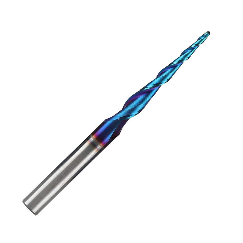 Jiiolioa ZQ21A3 CNC Router Bits 2D&3D Carving 3.6 Deg Tapered Angle 2 Flute Ball Nose 1/4" Shank 1/16"X1 1/2"X1/4"X3" - NewNest Australia