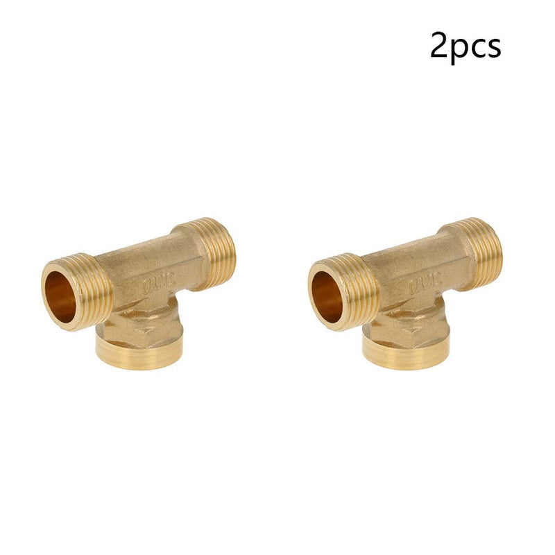 Aicosineg 2pcs 1/2PT Male x 1/2PT Female x 1/2PT Male Thread T Shaped Coupling Brass Tee Pipe Fitting Connector for Connect Water Pipes Oil Fuel Inert Gases Brass Tone 2 Pieces - NewNest Australia