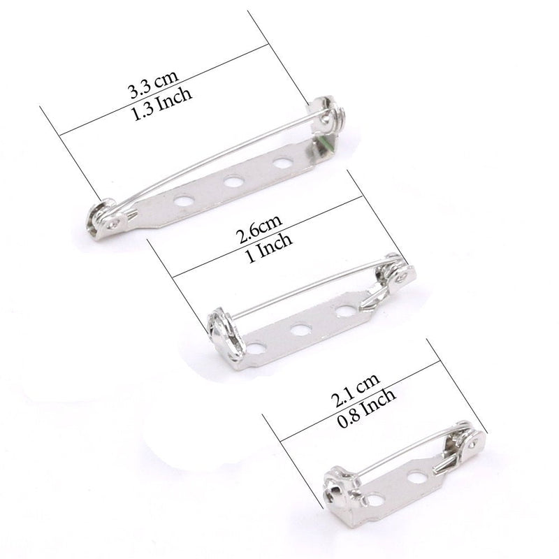 Rustark 120Pcs 3 Sizes Silver Tone Pin Back Clasp Brooch for Badge Crafts, Jewelry Crafting, Sewing Fabric, Making Corsage - Small/Medium/Large - NewNest Australia