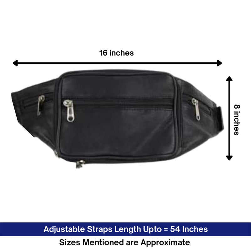 Liberty Leather - Black - Genuine Sheep Nappa Leather Compact Waist Bag | Multi-Pocket Fanny Pack for Outdoor Use, Travel | Adjustable Waist Strap Bum Pack for Walking, Cycling, Running, Gyming, Fashion. Gb1 - NewNest Australia