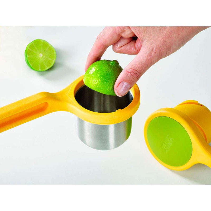 NewNest Australia - Joseph Joseph 20101 Helix Citrus Juicer Ergonomic Twist-Action Hand Press Stainless Steel, Yellow Citrus Press 