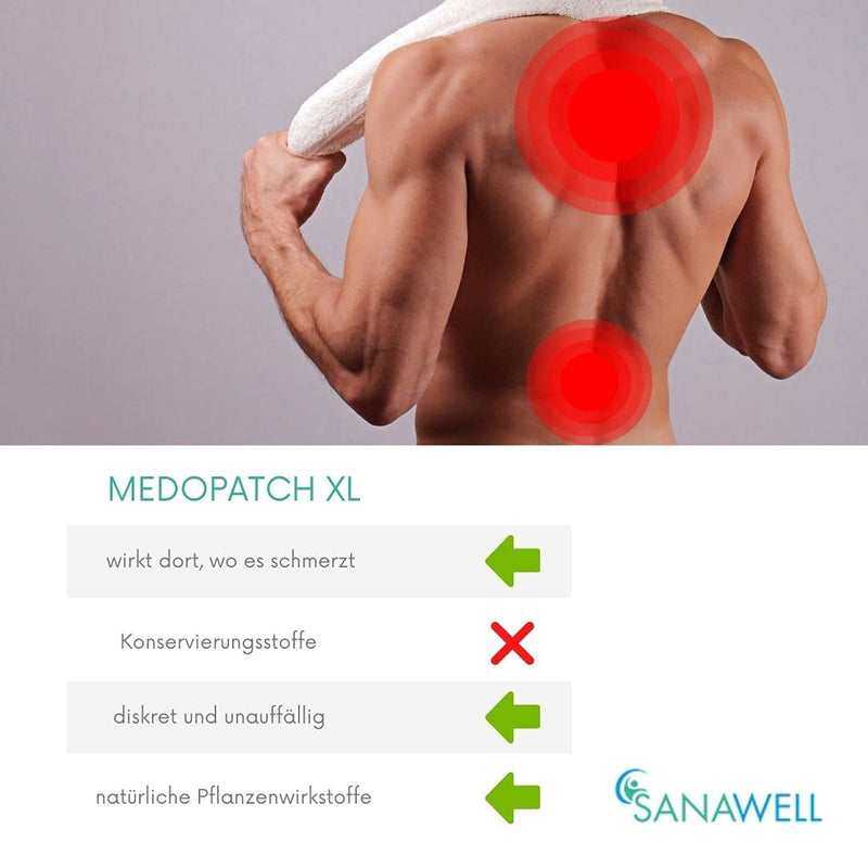 Medopatch Pain Plasters Xl Pack Of 5, Comfort Size For Shoulder, Back And Sciatica, Medical Device, For Tension And Rheumatism, Dermatologically Tested, Free From Preservatives - NewNest Australia