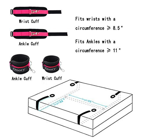 Bed Restraints Kit Under Bed Bondage Eye Mask Blindfolds Soft Wrist and Ankle Handcuffs with Restraint Straps Rope for Couples Sex (A) A - NewNest Australia