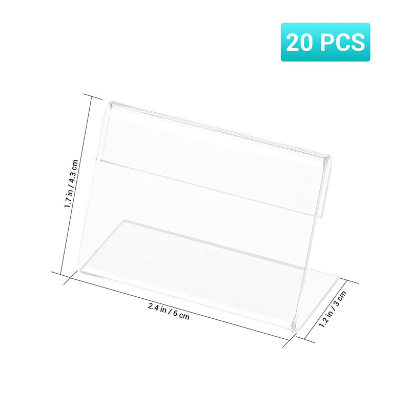 ARTIBETTER 20PCS Mini Sign Display Holder L Shape Sign Holders Acrylic Clear Sign Stand Card Holder - NewNest Australia