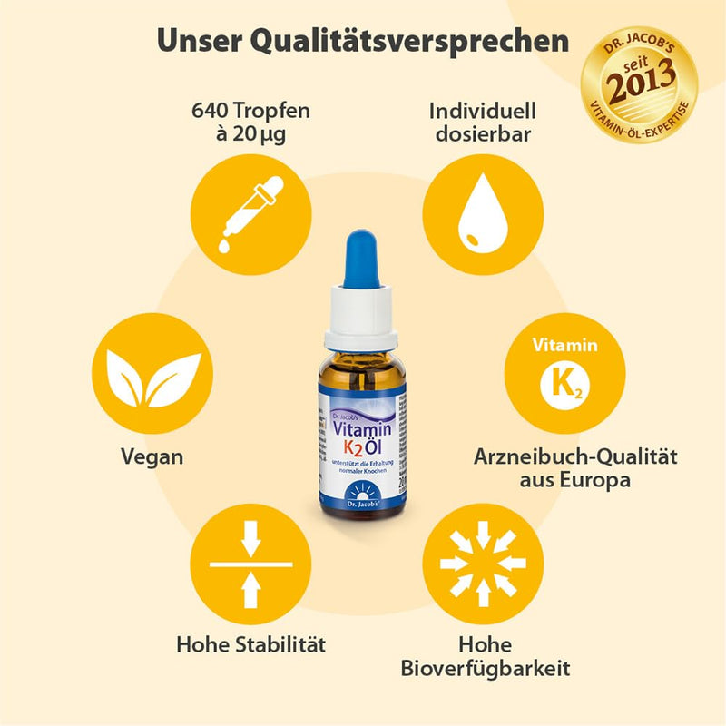 Dr. Jacob's Vitamin K2 oil drops 20 ml (vegan, K2 as all-trans MK-7) - NewNest Australia