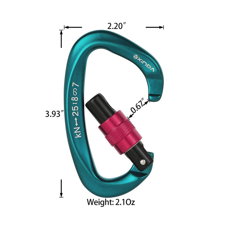 XINDA Screwgate Locking Carabiner Clip - Professional Rock Climbing Carabiner Screw Lock,Heavy Duty Carabiners for Climbing,Mountaineer,Hammock,Camping,Outdoor Equipment 2 pcs Green - NewNest Australia