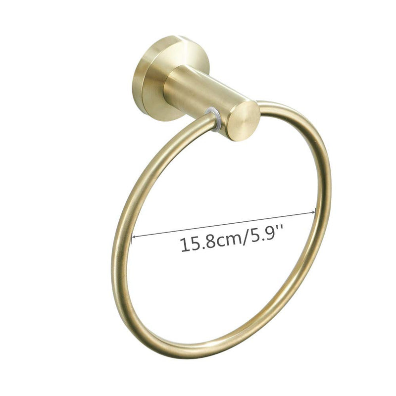 BATHSIR Gold Towel Ring, Towel Holder for Bathroom Round Hand Brushed Gold Towel Rack Wall Mount Stainless Steel - NewNest Australia