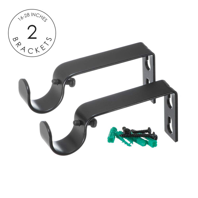 Ivilon Window Curtain Rod Decorative End Cap Design, 1 Inch Rod, 16 to 28 Inch (Side Curtain Rod) Black 16" to 28" - NewNest Australia