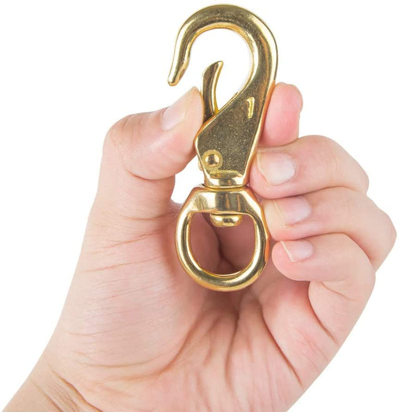 Faneta 3-1/4" Brass Swivel Snap Hooks Heavy Duty 3/4" Swivel Eye - Solid Brass Scuba Diving Clips #1 - Seadog Line, Anchor Lines, Bags, Belting, Leashes, Straps, Luggage, Leathercarft (Pack of 2) - NewNest Australia