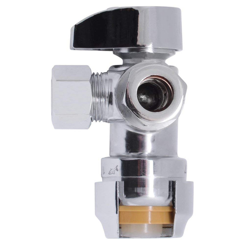 SharkBite 25558LF 1/2-Inch 3/8-Inch 1/2" Push-to-Connect x 3/8" Dual Compression Outlet Stop Valve, Chrome - NewNest Australia
