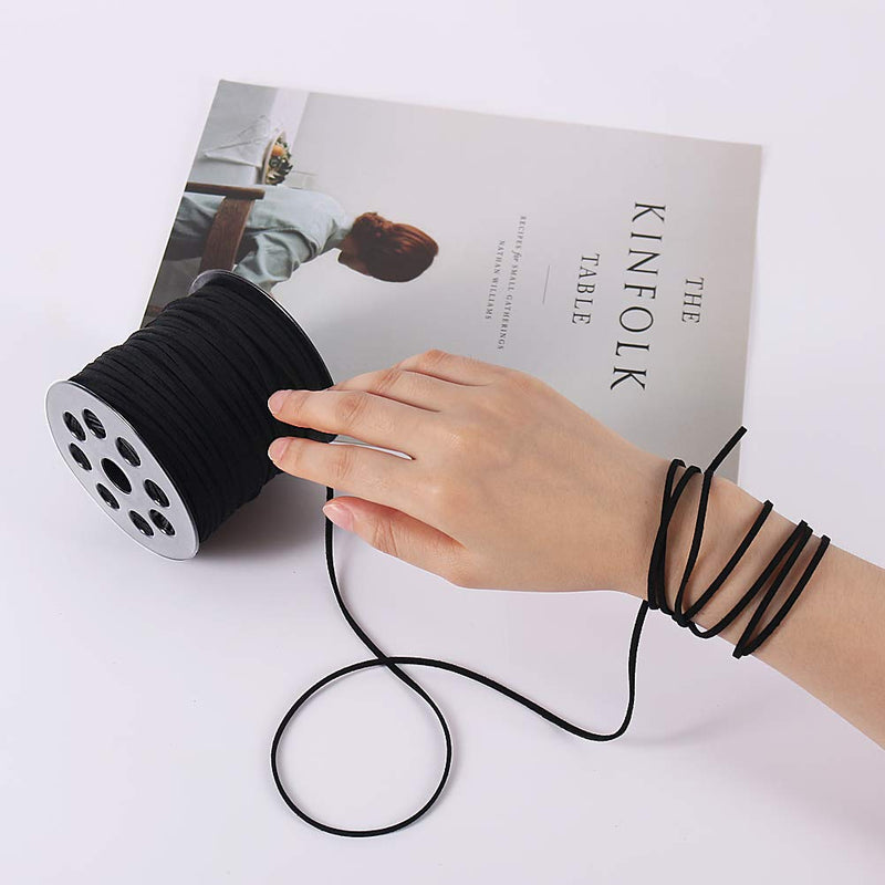 Tenn Well 2.6mm Suede Cord, 100 Yards Flat Faux Leather Lace Cord for Necklaces, Bracelets, Jewelry Making, Beading and DIY Crafts (Black) Black 2.6mm x 100 yards - NewNest Australia