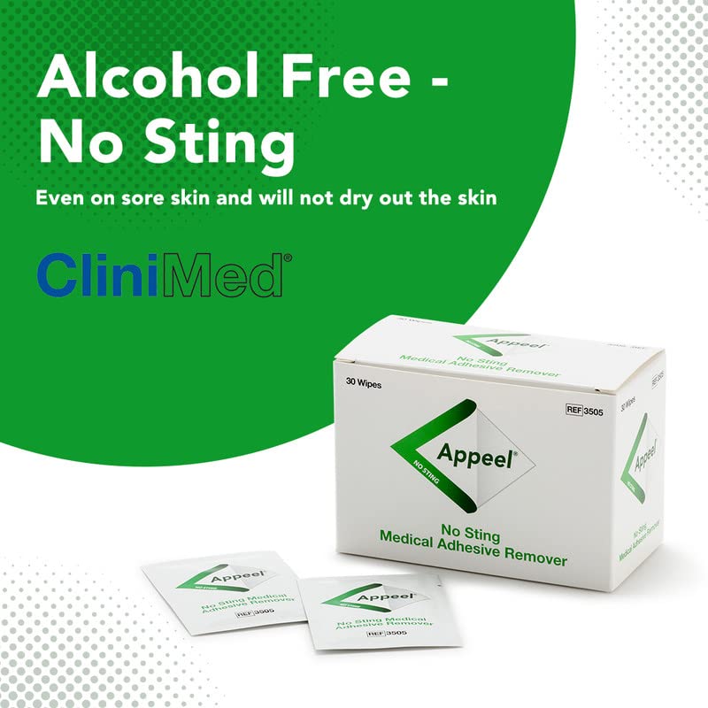 CliniMed Appeel Medical Adhesive Remover Wipes, Alcohol Free No Sting Wipes, Quick Dry, Fast removal of medical adhesives, Perfect for Reducing Peri-Stomal Skin Damage - 30 pcs - NewNest Australia