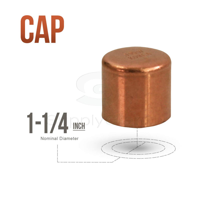 Supply Giant DUFD0125-5 Copper Sweat Plug End Cap Pipe Fitting, 1-1/4 Pack of 5 - NewNest Australia