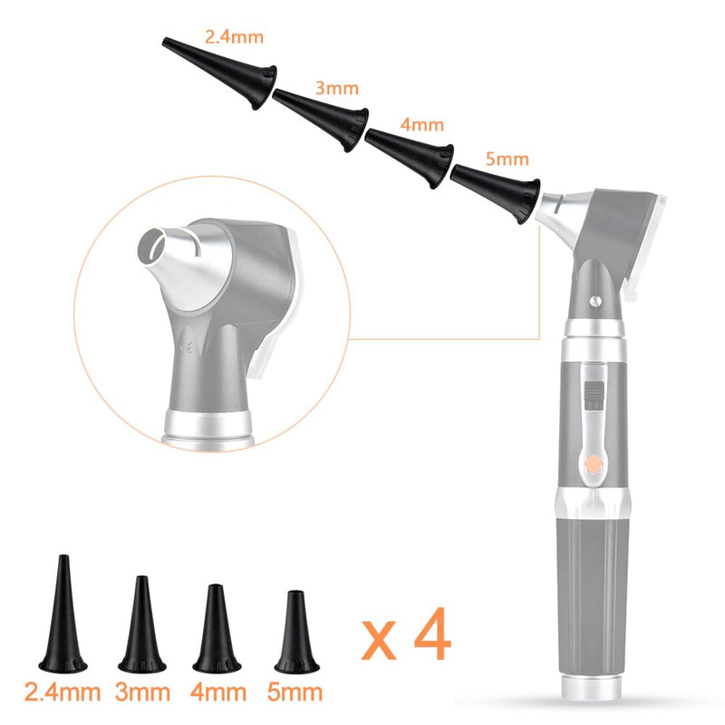 Ninyoon Original 4 Pack 2.4/3/4/5mm Otoscope Speculum Tips, Reusable Non-Disposable Speculum Otoscope Tips Accessory Set for Adults and Children, Total 16 Units - NewNest Australia