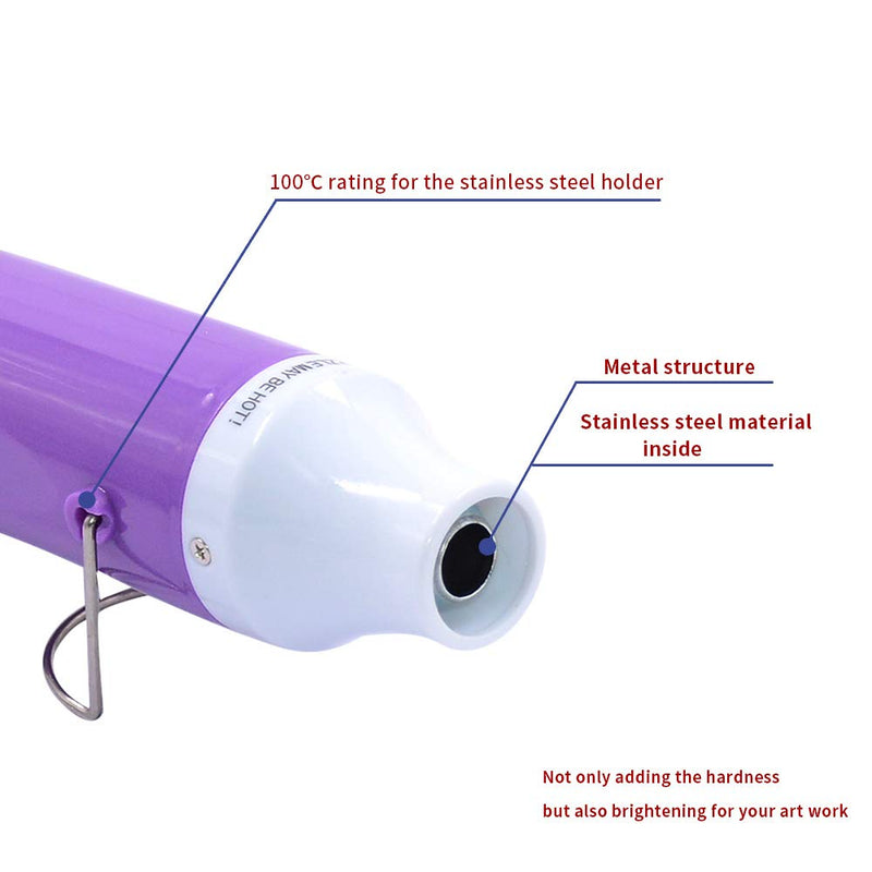 New Heat Gun,mofa Hot Air Gun Tools Shrink Gun with Stand For DIY Embossing And Drying Paint Multi-Purpose Electric Heating Nozzle Heat Gun For Epoxy Resin300W 110V (Purple,White) Purple,White - NewNest Australia