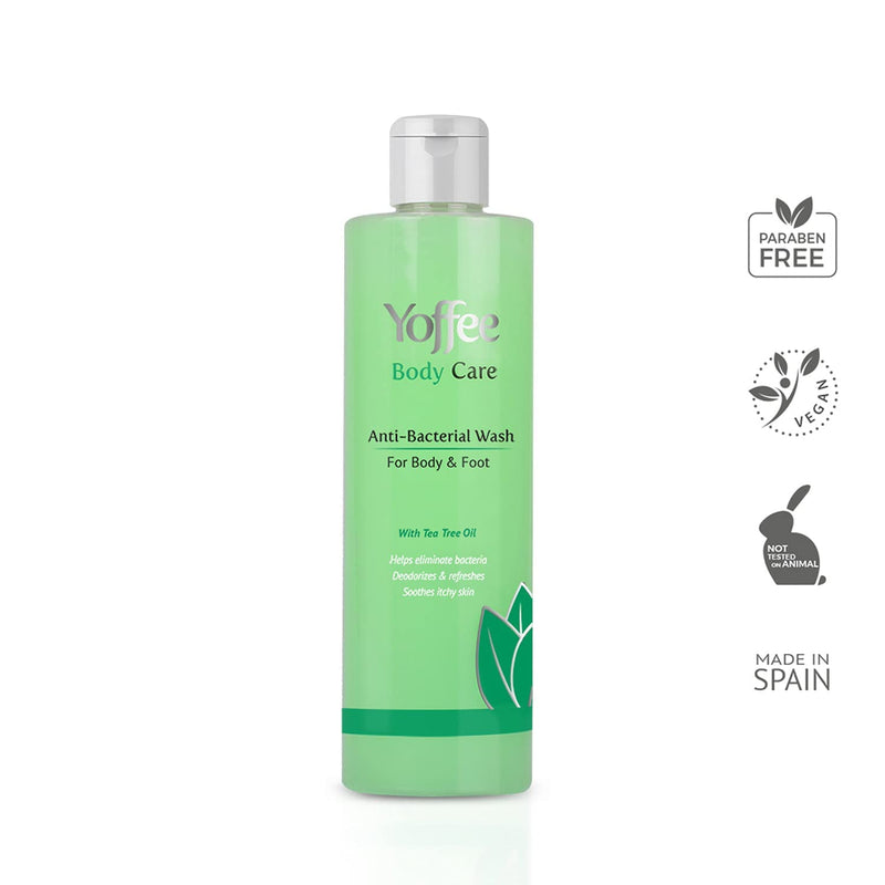 Yoffee Body Care - Antibacterial Wash for Body and Feet - Antifungal with pure Tree Tea Oil and Mint - Eliminates body odour - Relieves itching, irritations and inflammations / 300ml - Made in Spain - NewNest Australia