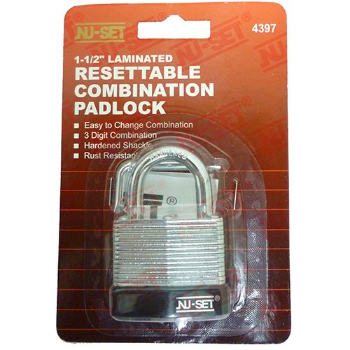 NuSet 1-1/2" 3-Number Laminated Steel Set-Your-Own Combination Padlock 1-1/2 Inch - NewNest Australia