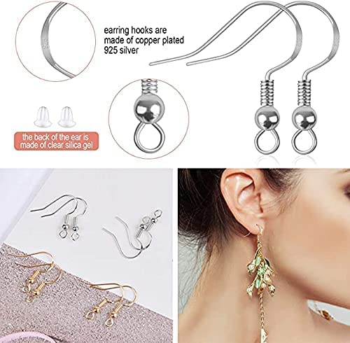 2 Colors Earring Hooks,300 PCS Earring Making Kit, Hypoallergenic Earring Hooks for Jewelry Making（White+Gold） - NewNest Australia