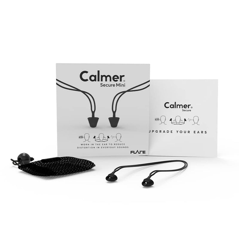 Flare Calmer Secure Mini - Small Ear Plugs Alternative - Reduce Annoying Noises Without Blocking Sound - Soft Reusable Flexible Silicone With Built-In Lanyard - Black - NewNest Australia