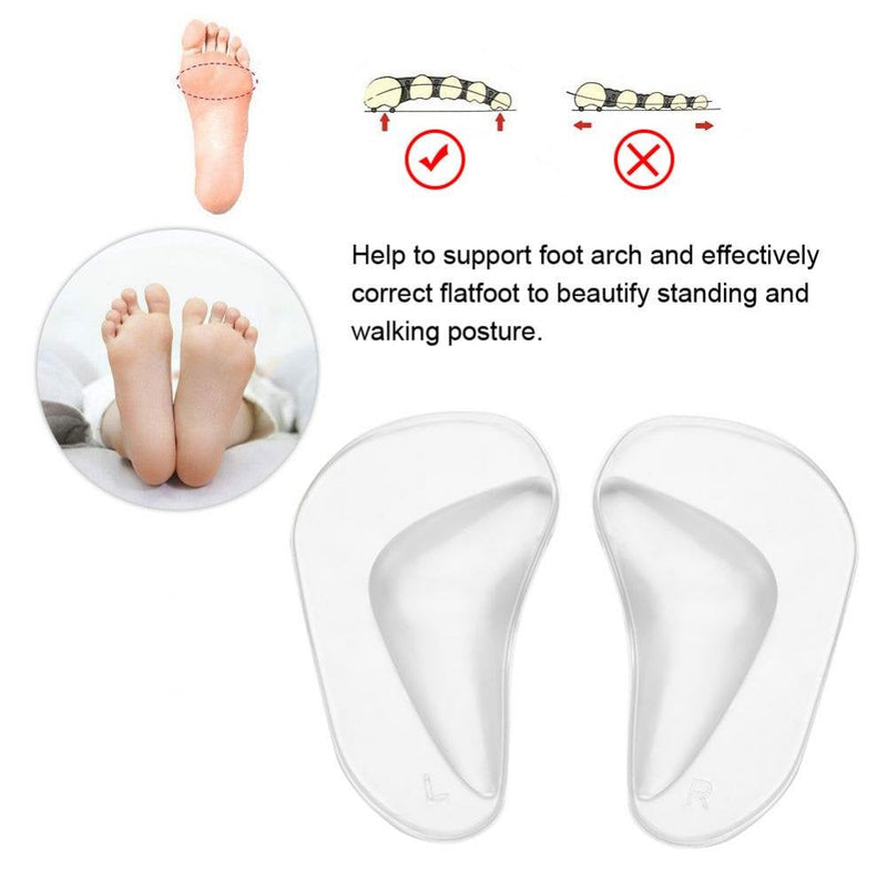 Silicone Orthotic Insoles, 2 Pairs/Set Orthotic Gel Feet Foot Arch Support Cushion Shoe Insoles Pads Flat Feet Plantar Fasciitis Insole Relieves Pain & Reduces Pressure for Men&Woman (Transparent) Transparent - NewNest Australia