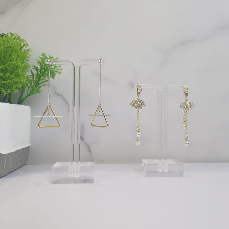 GemeShou Acrylic 3pcs Earring Display Stand Clear Earring Holder Lucite T Bar Earring Retail Display Photography Props【Acrylic Earring T Stand-3pcs 】 A/Acrylic Earring T Stand-3pcs Height 4.7"/3.9"/3.1" - NewNest Australia