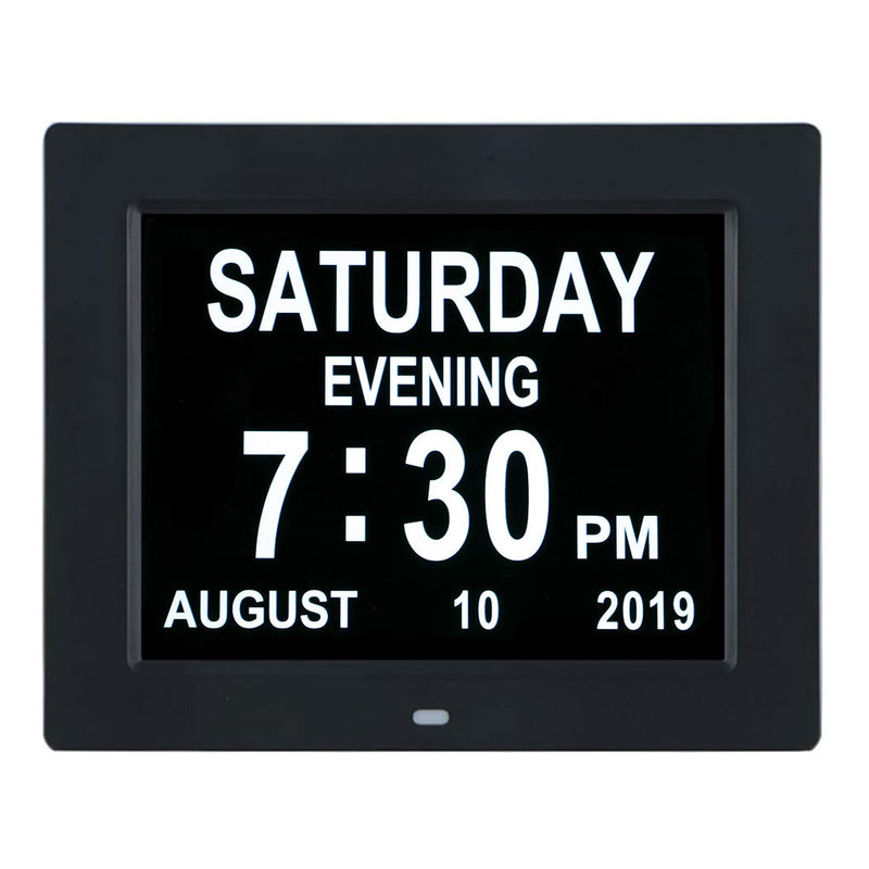 NewNest Australia - 【Upgraded】 Digital Calendar Alarm Day Clock with 8 Alarm Options, Large Display Extra Large Non-Abbreviated for Dementia Vision Impaired, Elderly, Memory Loss Black 