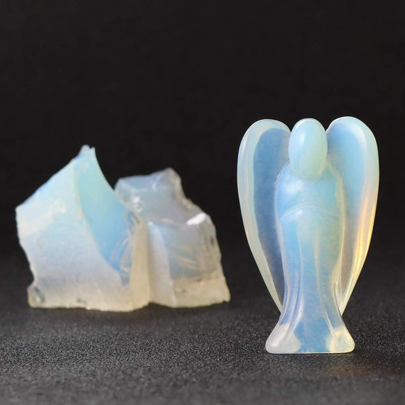 NewNest Australia - Artistone 2.0" Opalite Angel, Hand Carved Gemstone Fine Art Sculpture, Reiki Healing Stone Statue，Attract All The Aura Around 