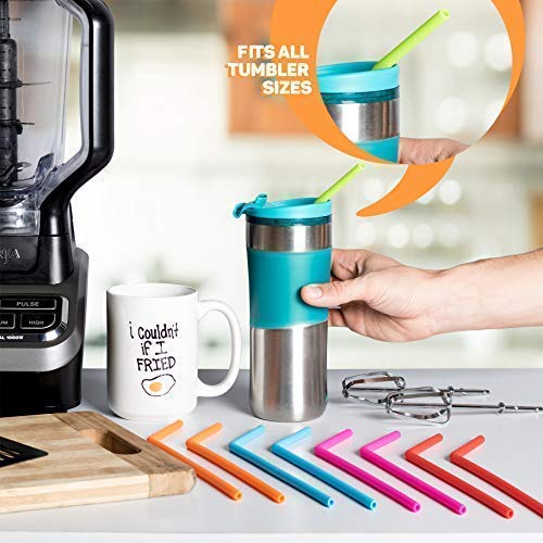 15 FITS All TUMBLERS Straws - Reusable Silicone Straws for 30 and 20 oz Yeti - Flexible Easy to Clean + 2 Cleaning Brushes - BPA Free, No Rubber Taste Drinking - Best Value for Money Pack - NewNest Australia