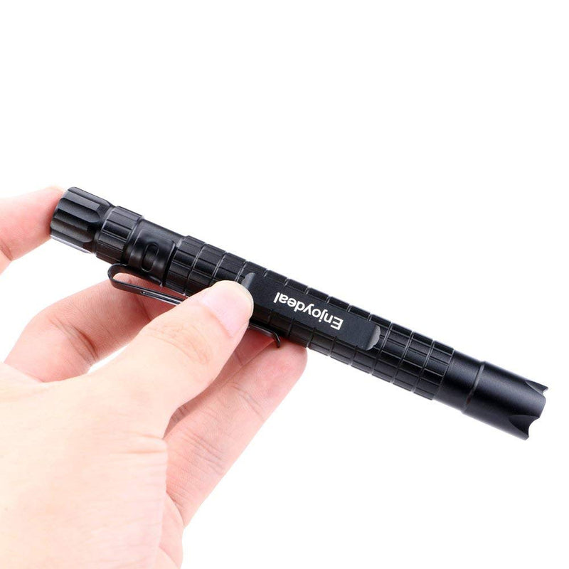 Enjoydeal 5PCS LED Pen Light Flashlight Ultra Slim XP-E R3 1000LM Penlight Waterproof Pocket Flashlight For Indoor Outdoor Inspection Work Repair and Emergency 5.5inch New Black Grid 5.5inch - NewNest Australia