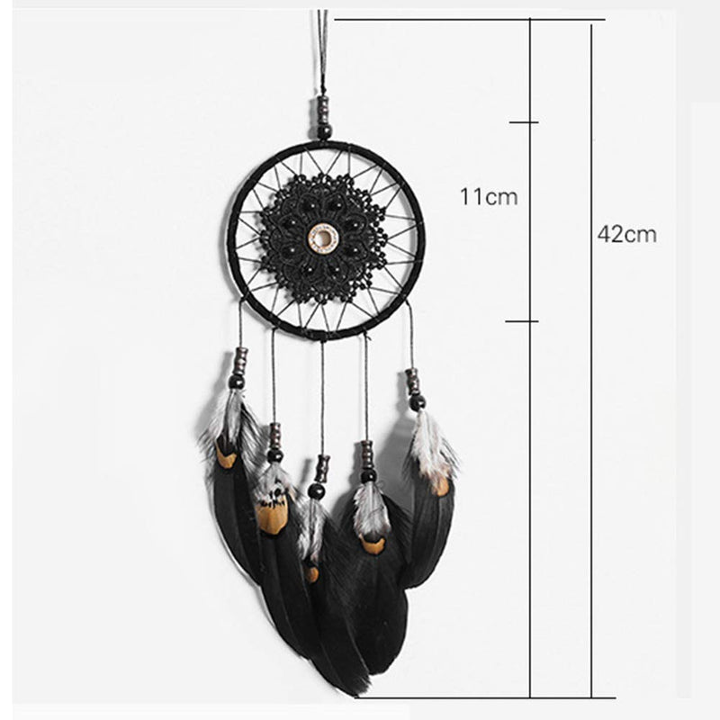 NewNest Australia - Niceko Handmade Traditional Black Feather Dream Catcher Car Wall Hanging Decoration Ornament Gift (Black) 