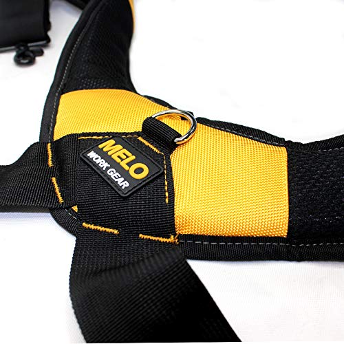 MELOTOUGH Magnetic Suspenders Tool Belt Suspenders with Large Moveable Phone Holder, Pencil Holder, Adjustable Size Padded Suspenders (Yellow) Yellow - NewNest Australia