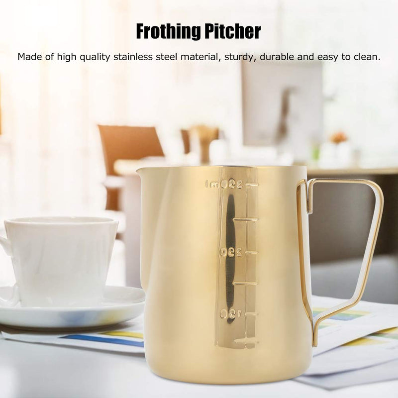 JJ. Accessory Milk Frothing Pitcher 350ML/600ML Stainless Steel Coffee Milk Frothing Cup Pitcher Jug with Scale for Home Coffee Latte Art(350ML) - NewNest Australia