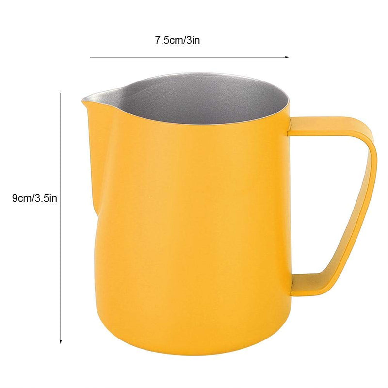 Coffee Latte Cup, Stainless Steel Milk Frothing Jug Frother Coffee Latte Container Cup Coffee Utensils 350ml (Yellow) Yellow - NewNest Australia