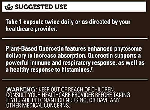Global Healing Plant-Based Quercetin Supplement Capsules To Support Immune System Function, Respiratory Health & Body's Natural Response To Occasional Allergies - Non Drowsy Feeling - 250 mg, 60 Count - NewNest Australia