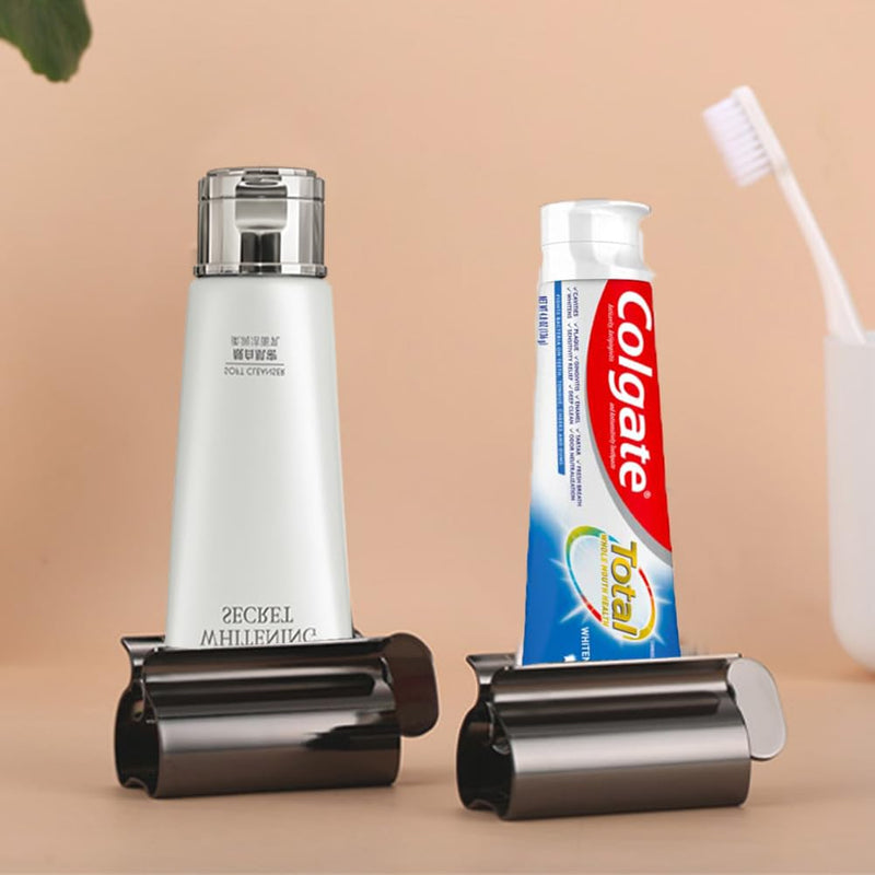 Udqyq Tube Squeezer Tube Press, Pack Of 2 Toothpaste Squeezer Stainless Steel Save Toothpaste Total Squeeze Out Empty Tubes, Stainless Steel Toothpaste Seat Holder With Stand Function (Black) - NewNest Australia