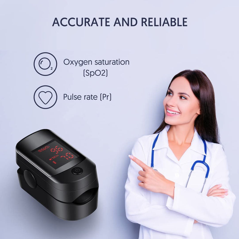 Pulse Oximeter - Portable Finger Oximeter - Heart Rate Monitor Oxygen Saturation Monitor with Two Way OLED Display(Includes Batteries and Lanyard) - NewNest Australia